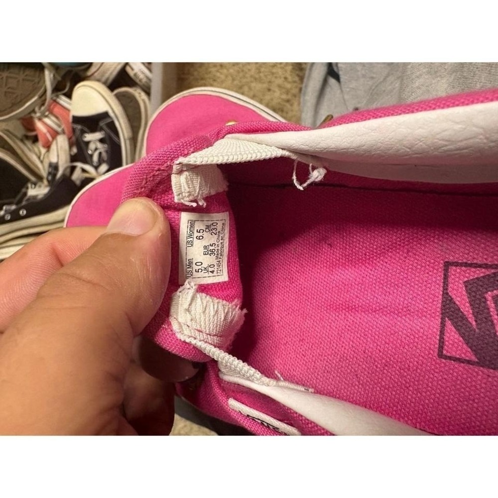 Vans Pink Slip On Sneakers Floral Ribbon Lace Up Low Top Shoes Womens 6.5 - Picture 5 of 5